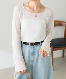 COLLAGE GALLARDAGALANTE | 日焼け対策に使えるラメリブスクエアシアーT(Tシャツ/カットソー)