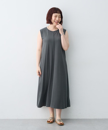 【anyfee/大きいサイズ】接触冷感・多機能ベーシックノースリーブAラインワンピース《接触冷感・UVカット》