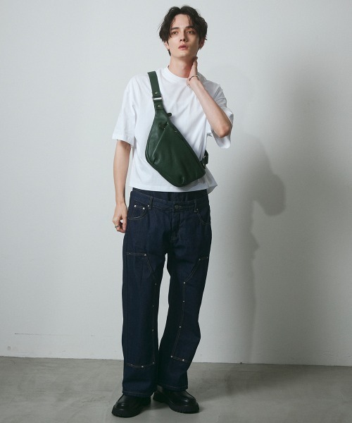 DAZE(デイズ)の「レイヤードデザイン ダブルニー デニムワイドパンツ(デニムパンツ・メンズ・ダークブルー・SMALL/MEDIUM/LARGE/X-LARGE)」の3枚目の写真