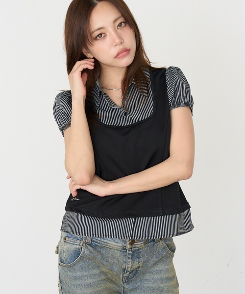 RAY CASSIN(レイカズン)の「【セットアップ対応】パフスリーブタンクトップレイヤードブラウス(シャツ/ブラウス・レディース・グレー系その他2/ブラック系その他2・FREE)」の12枚目の写真