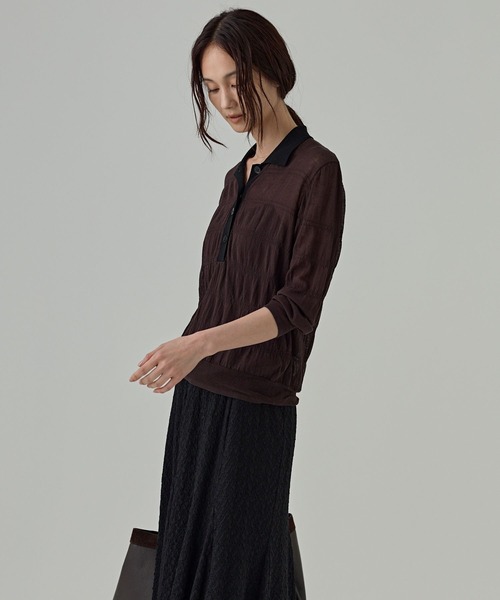 BABYLONE(バビロン)の「シャーリングポロニット(ポロシャツ・レディース・カーキ/ブラウン・フリー)」の21枚目の写真