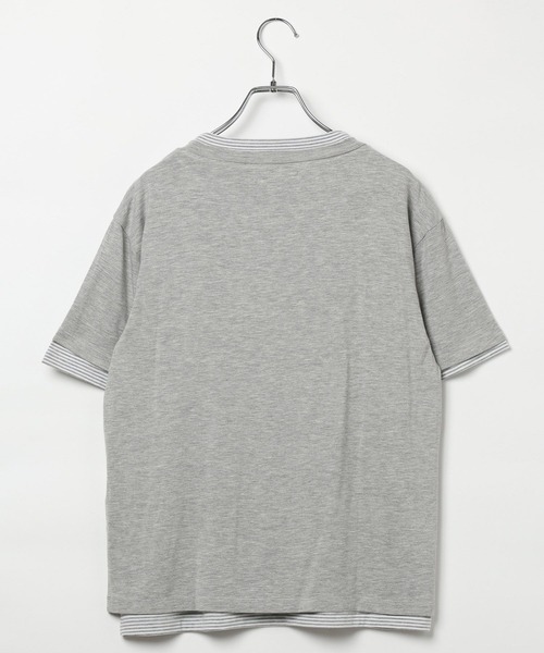 LAND MUSEUM(ランドミュージアム)の「LAND MUSEUM/ボーダーレイヤードヘンリーTシャツ(Tシャツ/カットソー・メンズ・ブラック/グレー・MEDIUM/LARGE)」の11枚目の写真