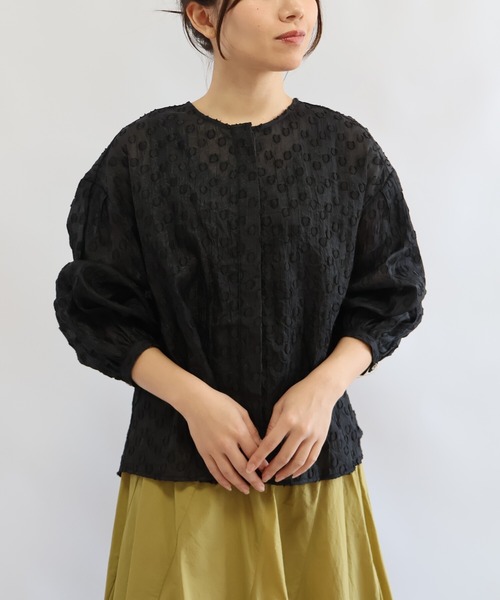 etre relie（エトレリー）の「ドットジャガード前あきブラウス（シャツ/ブラウス・レディース・ライトベージュ/ブラック・MEDIUM）」の19枚目の写真