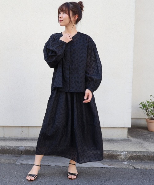 etre relie（エトレリー）の「ドットジャガード前あきブラウス（シャツ/ブラウス・レディース・ライトベージュ/ブラック・MEDIUM）」の21枚目の写真