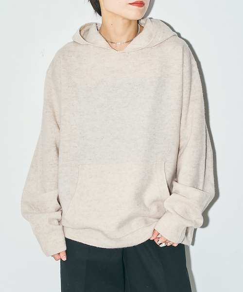 CITYSHOP(シティーショップ)の「HOODIE ニット(ニット/セーター・レディース・ピンク/チャコールグレー/ベージュ・FREE)」の2枚目の写真