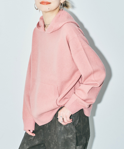 CITYSHOP(シティーショップ)の「HOODIE ニット(ニット/セーター・レディース・ピンク/チャコールグレー/ベージュ・FREE)」の3枚目の写真