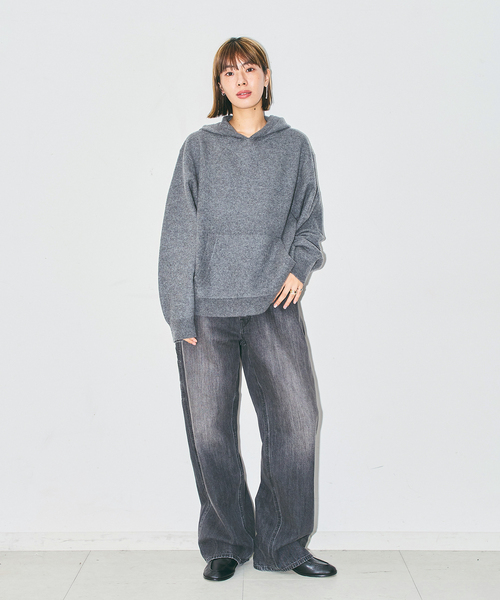 CITYSHOP(シティーショップ)の「HOODIE ニット(ニット/セーター・レディース・ピンク/チャコールグレー/ベージュ・FREE)」の5枚目の写真