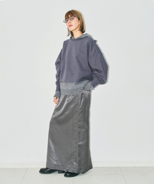 CITYSHOP(シティーショップ)の「HOODIE ニット(ニット/セーター・レディース・ピンク/チャコールグレー/ベージュ・FREE)」の7枚目の写真