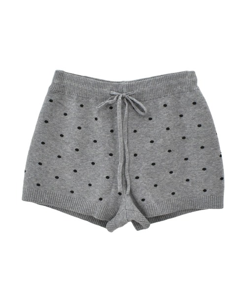 Reurie'（レウリィ）の「ドットニットショートパンツ（セットアップ対応） / ミニ丈 ショート丈 ドット柄 ウエストゴム シンプル モノトーン ニットパンツ（その他パンツ・レディース・ブラック/ネイビー/グレー・FREE）」の8枚目の写真