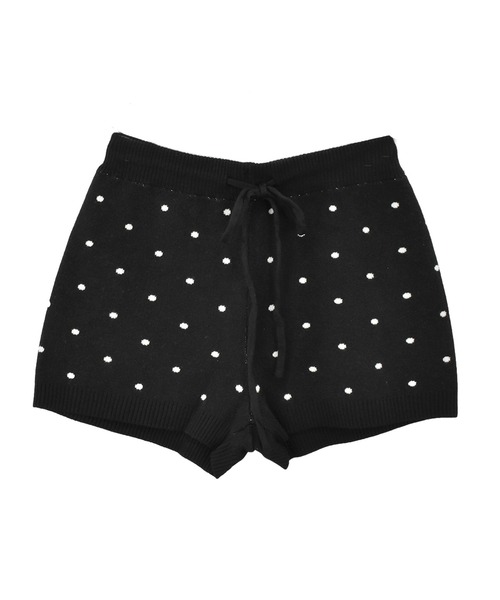 Reurie'（レウリィ）の「ドットニットショートパンツ（セットアップ対応） / ミニ丈 ショート丈 ドット柄 ウエストゴム シンプル モノトーン ニットパンツ（その他パンツ・レディース・ブラック/ネイビー/グレー・FREE）」の7枚目の写真