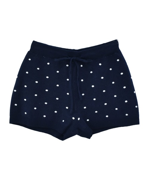 Reurie'（レウリィ）の「ドットニットショートパンツ（セットアップ対応） / ミニ丈 ショート丈 ドット柄 ウエストゴム シンプル モノトーン ニットパンツ（その他パンツ・レディース・ブラック/ネイビー/グレー・FREE）」の9枚目の写真