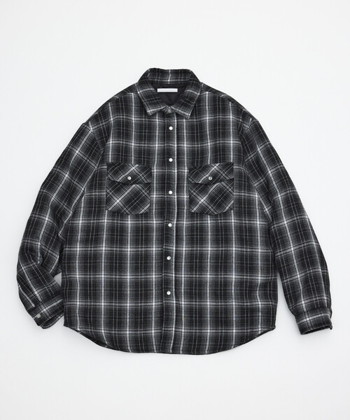 Firsthand(ファーストハンド)の「Firsthand/ファーストハンド キルティング チェック シャツジャケット 中綿シャツ【限定展開】(シャツ/ブラウス・メンズ・ブラウン/ネイビー/ブラック・LARGE/MEDIUM)」の5枚目の写真