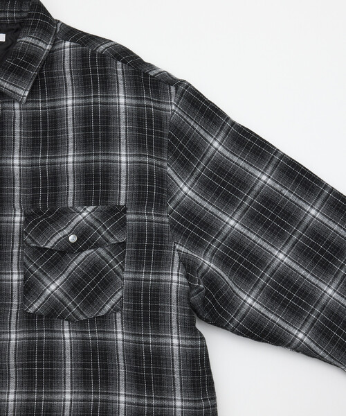 Firsthand(ファーストハンド)の「Firsthand/ファーストハンド キルティング チェック シャツジャケット 中綿シャツ【限定展開】(シャツ/ブラウス・メンズ・ブラウン/ネイビー/ブラック・LARGE/MEDIUM)」の10枚目の写真