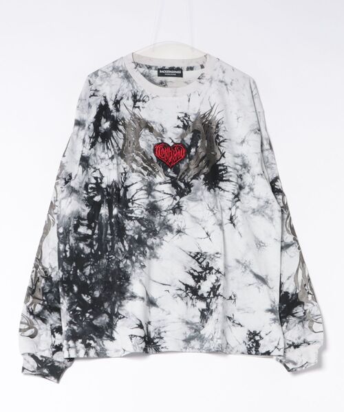 BACKSTAGE PASS(バックステージパス)の「HAND SIGN LS(ハンドサインLS)クルーネック プリント ロンT(Tシャツ/カットソー・メンズ・ダークグレー/ブラック/ホワイト系その他・FREE)」の2枚目の写真