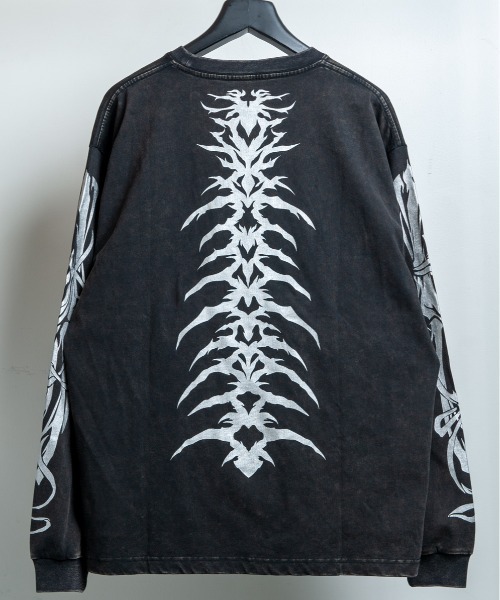 BACKSTAGE PASS(バックステージパス)の「HAND SIGN LS(ハンドサインLS)クルーネック プリント ロンT(Tシャツ/カットソー・メンズ・ダークグレー/ブラック/ホワイト系その他・FREE)」の5枚目の写真