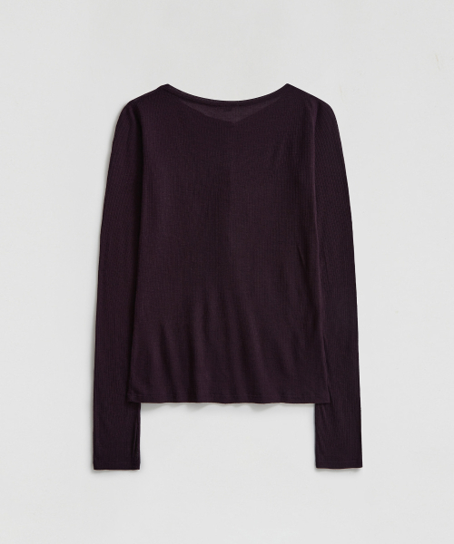 LMOOD WOMEN(エルムード ウーマン)の「JANE リブシアーTシャツ ダークプラム(Tシャツ/カットソー・レディース・その他・36/38)」の3枚目の写真