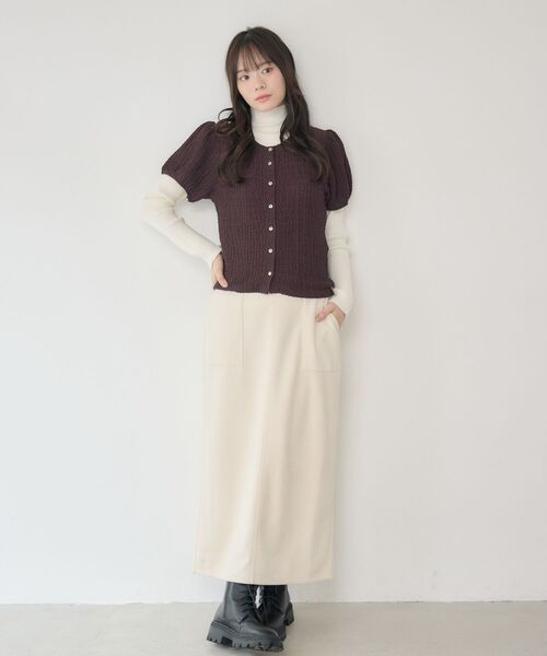 RETRO GIRL(レトロガール)の「半袖ウェーブカットカーデ(Tシャツ/カットソー・レディース・ブラック/ブラウン/ナチュラル・FREE)」の4枚目の写真