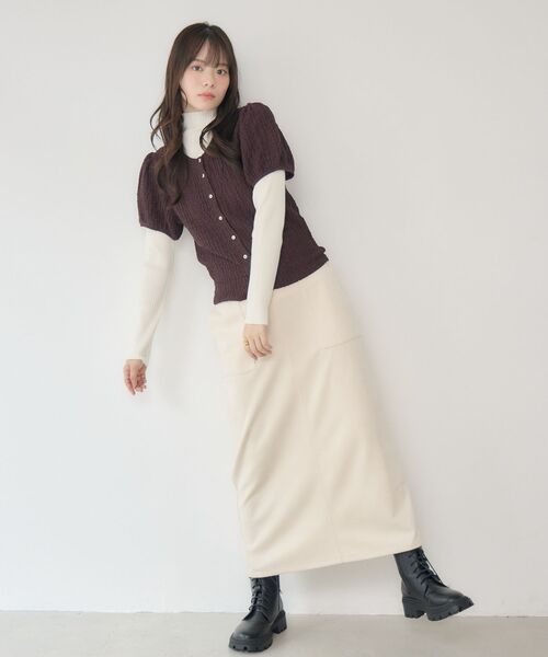 RETRO GIRL(レトロガール)の「半袖ウェーブカットカーデ(Tシャツ/カットソー・レディース・ブラック/ブラウン/ナチュラル・FREE)」の5枚目の写真