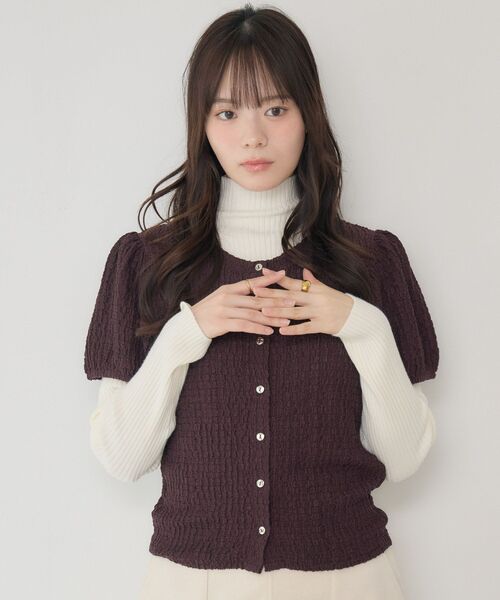 RETRO GIRL(レトロガール)の「半袖ウェーブカットカーデ(Tシャツ/カットソー・レディース・ブラック/ブラウン/ナチュラル・FREE)」の7枚目の写真
