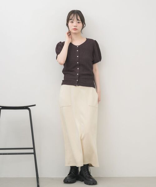 RETRO GIRL(レトロガール)の「半袖ウェーブカットカーデ(Tシャツ/カットソー・レディース・ブラック/ブラウン/ナチュラル・FREE)」の9枚目の写真