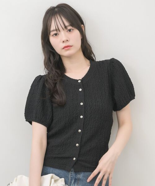 RETRO GIRL(レトロガール)の「半袖ウェーブカットカーデ(Tシャツ/カットソー・レディース・ブラック/ブラウン/ナチュラル・FREE)」の15枚目の写真