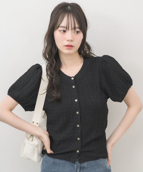 RETRO GIRL(レトロガール)の「半袖ウェーブカットカーデ(Tシャツ/カットソー・レディース・ブラック/ブラウン/ナチュラル・FREE)」の16枚目の写真