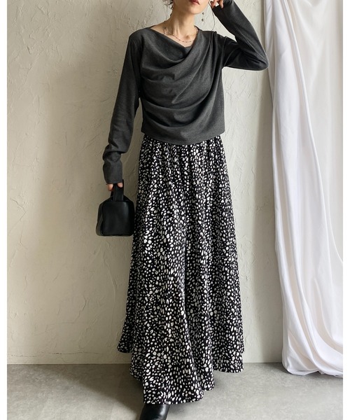 She's Closet(シーズクローゼット)の「レオパード 豹 プリント フレア ロング ヒョウ柄スカート(スカート・レディース・ベージュ/ブラック・FREE)」の14枚目の写真