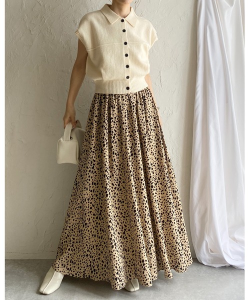 She's Closet(シーズクローゼット)の「レオパード 豹 プリント フレア ロング ヒョウ柄スカート(スカート・レディース・ベージュ/ブラック・FREE)」の19枚目の写真