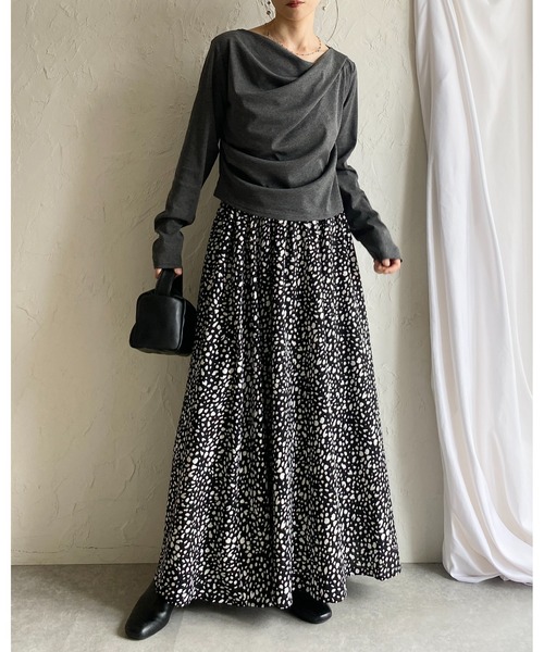 She's Closet(シーズクローゼット)の「レオパード 豹 プリント フレア ロング ヒョウ柄スカート(スカート・レディース・ベージュ/ブラック・FREE)」の3枚目の写真