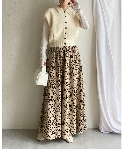 She's Closet(シーズクローゼット)の「レオパード 豹 プリント フレア ロング ヒョウ柄スカート(スカート・レディース・ベージュ/ブラック・FREE)」の5枚目の写真