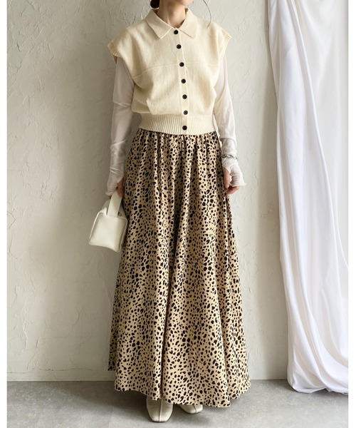 She's Closet(シーズクローゼット)の「レオパード 豹 プリント フレア ロング ヒョウ柄スカート(スカート・レディース・ベージュ/ブラック・FREE)」の6枚目の写真