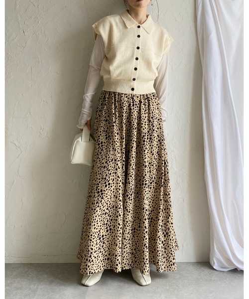 She's Closet(シーズクローゼット)の「レオパード 豹 プリント フレア ロング ヒョウ柄スカート(スカート・レディース・ベージュ/ブラック・FREE)」の7枚目の写真
