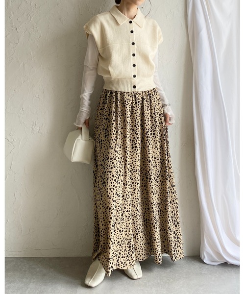 She's Closet(シーズクローゼット)の「レオパード 豹 プリント フレア ロング ヒョウ柄スカート(スカート・レディース・ベージュ/ブラック・FREE)」の8枚目の写真