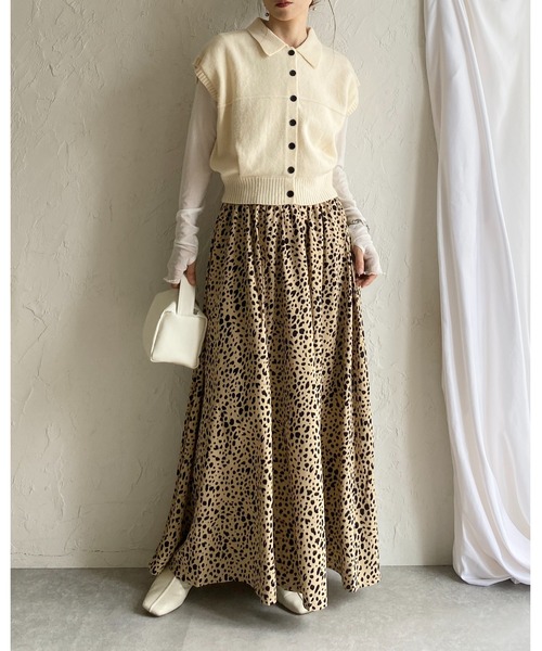 She's Closet(シーズクローゼット)の「レオパード 豹 プリント フレア ロング ヒョウ柄スカート(スカート・レディース・ベージュ/ブラック・FREE)」の9枚目の写真