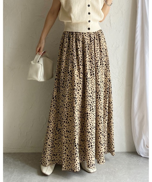 She's Closet(シーズクローゼット)の「レオパード 豹 プリント フレア ロング ヒョウ柄スカート(スカート・レディース・ベージュ/ブラック・FREE)」の10枚目の写真