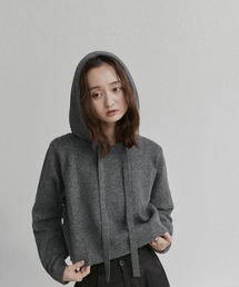 コンパクト フーディー ニット プルオーバー