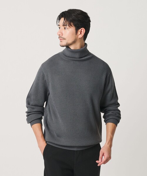 BEAUTY&YOUTH UNITED ARROWS(ビューティーアンドユースユナイテッドアローズ)の「【WEB限定 WARDROBE SMART】マシーンウォッシャブル ウールミックス アゼ タートルネック(ニット/セーター・メンズ・ブラック/ナチュラル/グレー・S/M/L/XL)」の2枚目の写真