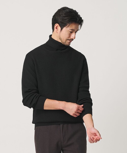 BEAUTY&YOUTH UNITED ARROWS(ビューティーアンドユースユナイテッドアローズ)の「【WEB限定 WARDROBE SMART】マシーンウォッシャブル ウールミックス アゼ タートルネック(ニット/セーター・メンズ・ブラック/ナチュラル/グレー・S/M/L/XL)」の1枚目の写真