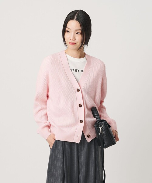 BEAUTY&YOUTH UNITED ARROWS(ビューティーアンドユースユナイテッドアローズ)の「ウールブレンド 畦 Vネックカーディガン ウォッシャブル(カーディガン/ボレロ・レディース・ライトピンク/オフホワイト/ダークブラウン・FREE)」の8枚目の写真