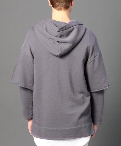 MONKEY TIME（モンキータイム）の「＜monkey time＞ オーバーダイ ウラケ レイヤード フーディー◆（パーカー・メンズ・ダークグレー/ベージュ・X-LARGE/SMALL/LARGE/MEDIUM）」の3枚目の写真