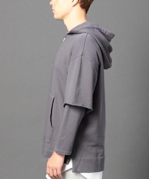 MONKEY TIME（モンキータイム）の「＜monkey time＞ オーバーダイ ウラケ レイヤード フーディー◆（パーカー・メンズ・ダークグレー/ベージュ・X-LARGE/SMALL/LARGE/MEDIUM）」の4枚目の写真