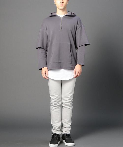 MONKEY TIME（モンキータイム）の「＜monkey time＞ オーバーダイ ウラケ レイヤード フーディー◆（パーカー・メンズ・ダークグレー/ベージュ・X-LARGE/SMALL/LARGE/MEDIUM）」の5枚目の写真