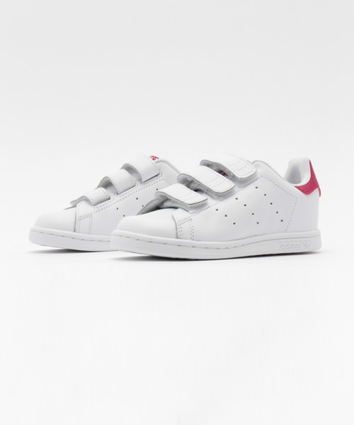 adidas(アディダス)の「キッズ adidas アディダス STAN SMITH CF I スタンスミス CF I B32704 16SP WTH/WTH/BOPINK(スニーカー・キッズ・ホワイト系その他・13/16/14/12/15 )」の1枚目の写真