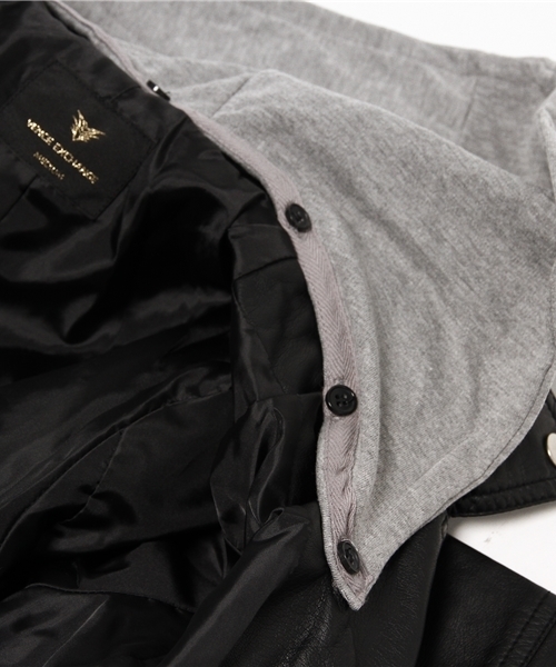 VENCEEXCHANGE（ヴァンスエクスチェンジ）の「合皮ライダースジャケット          （ライダースジャケット・レディース・ベージュ/ブラック・LARGE/MEDIUM）」の9枚目の写真