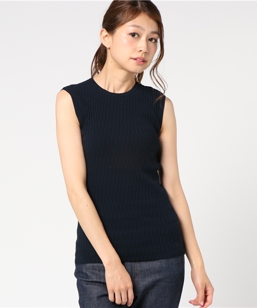 EPOCA エポカ レース リブ カーディガン ノースリーブ