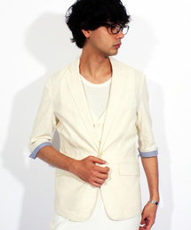 ８(eight) | 7分袖 テーラードジャケット 綿 麻 リネン ブレザー (テーラードジャケット)