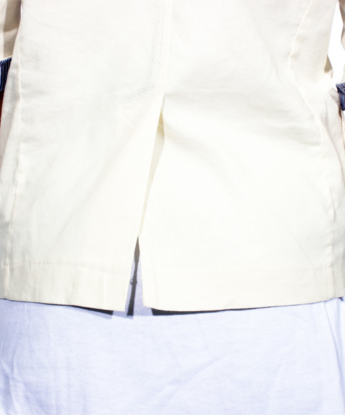 ８(eight)（エイト）の「7分袖 テーラードジャケット 綿 麻 リネン ブレザー（テーラードジャケット・メンズ・キナリ/ベージュ/ネイビー/ブラック/カーキ・X-LARGE/MEDIUM/LARGE）」の6枚目の写真