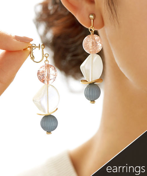 CLAFty by STYLE DELI(クラフティバイスタイルデリ)の「STONES earring 004 (イヤリング・レディース・ピンク・FREE)」の1枚目の写真