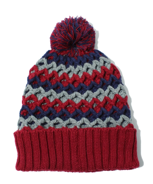 Another Edition(アナザーエディション)の「AE KNIT CAP(ニットキャップ/ビーニー・レディース・ブラウン/ネイビー・フリー)」の1枚目の写真