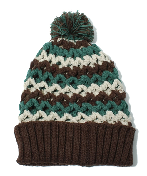 Another Edition(アナザーエディション)の「AE KNIT CAP(ニットキャップ/ビーニー・レディース・ブラウン/ネイビー・フリー)」の3枚目の写真